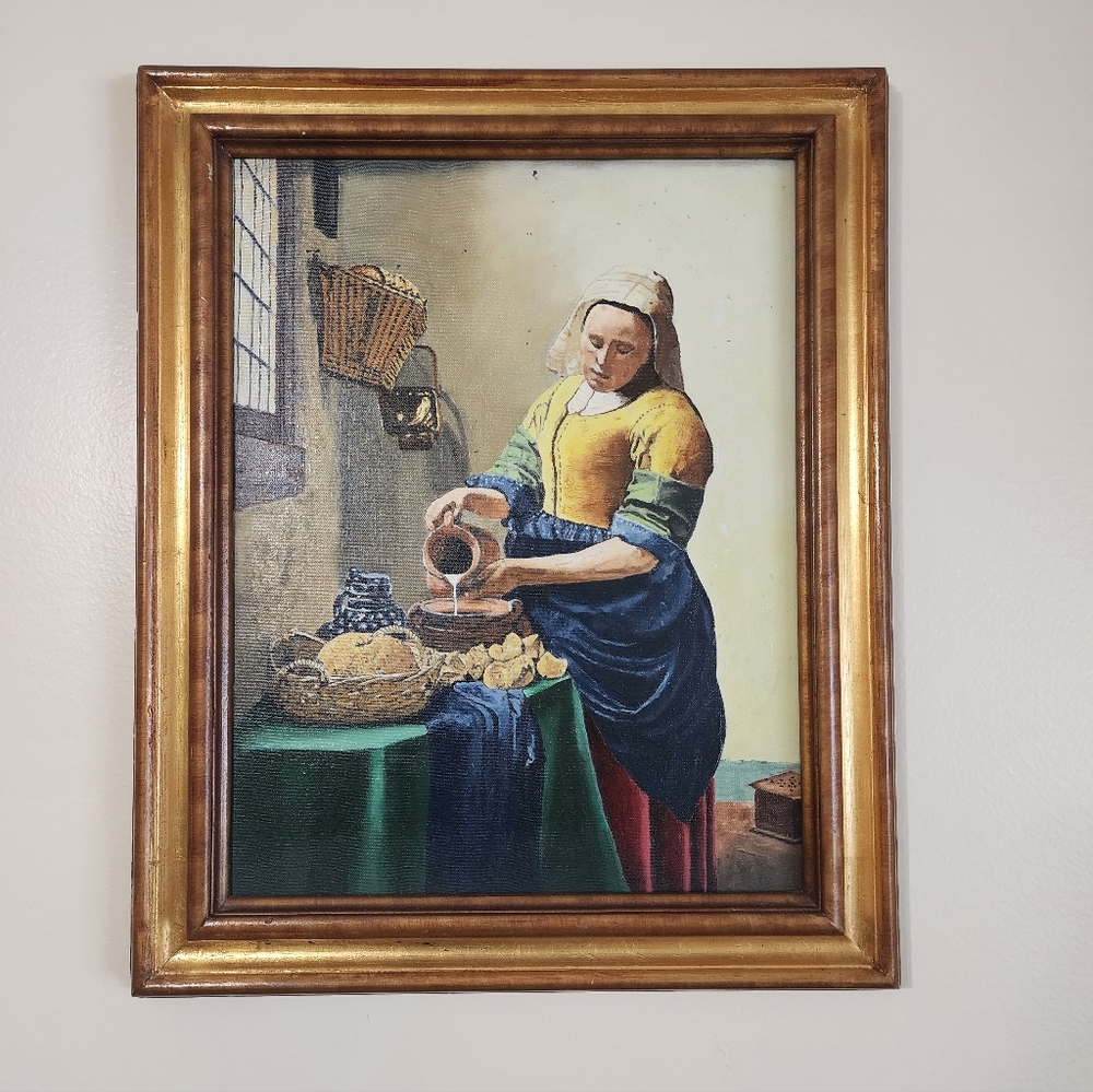 The Milkmaid Reproduction Wooden Framed Canvas Art - Picture 1 of 3